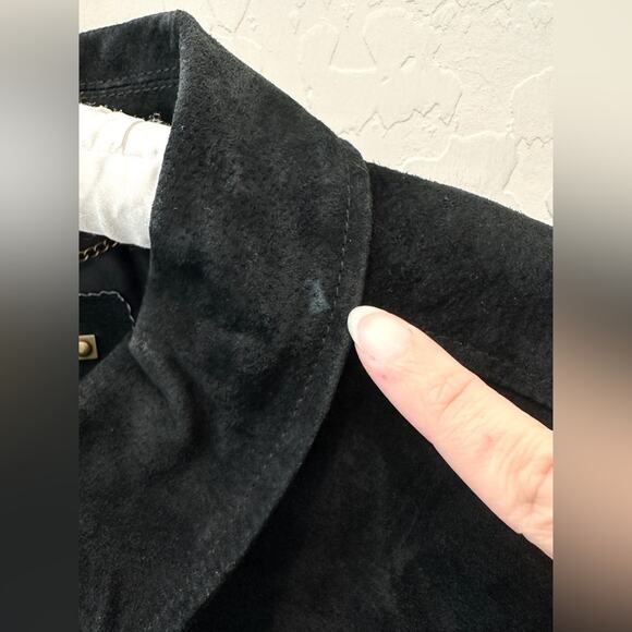 I.E. RELAXED Black Genuine Suede Leather Jacket Zip Front Utility Style | Large - Picture 8 of 8